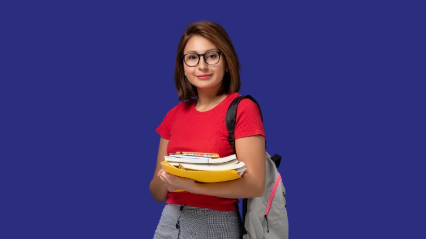 Skillup Graded Website post Girl Standing with note book and bag